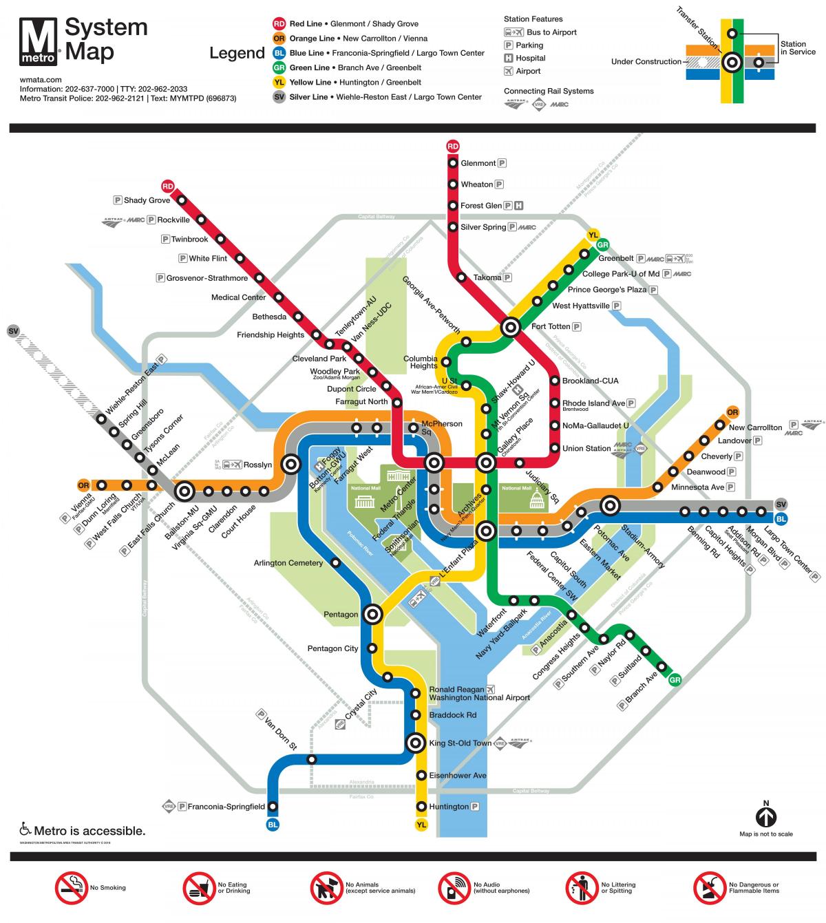 Plan des stations de metro de Washington DC