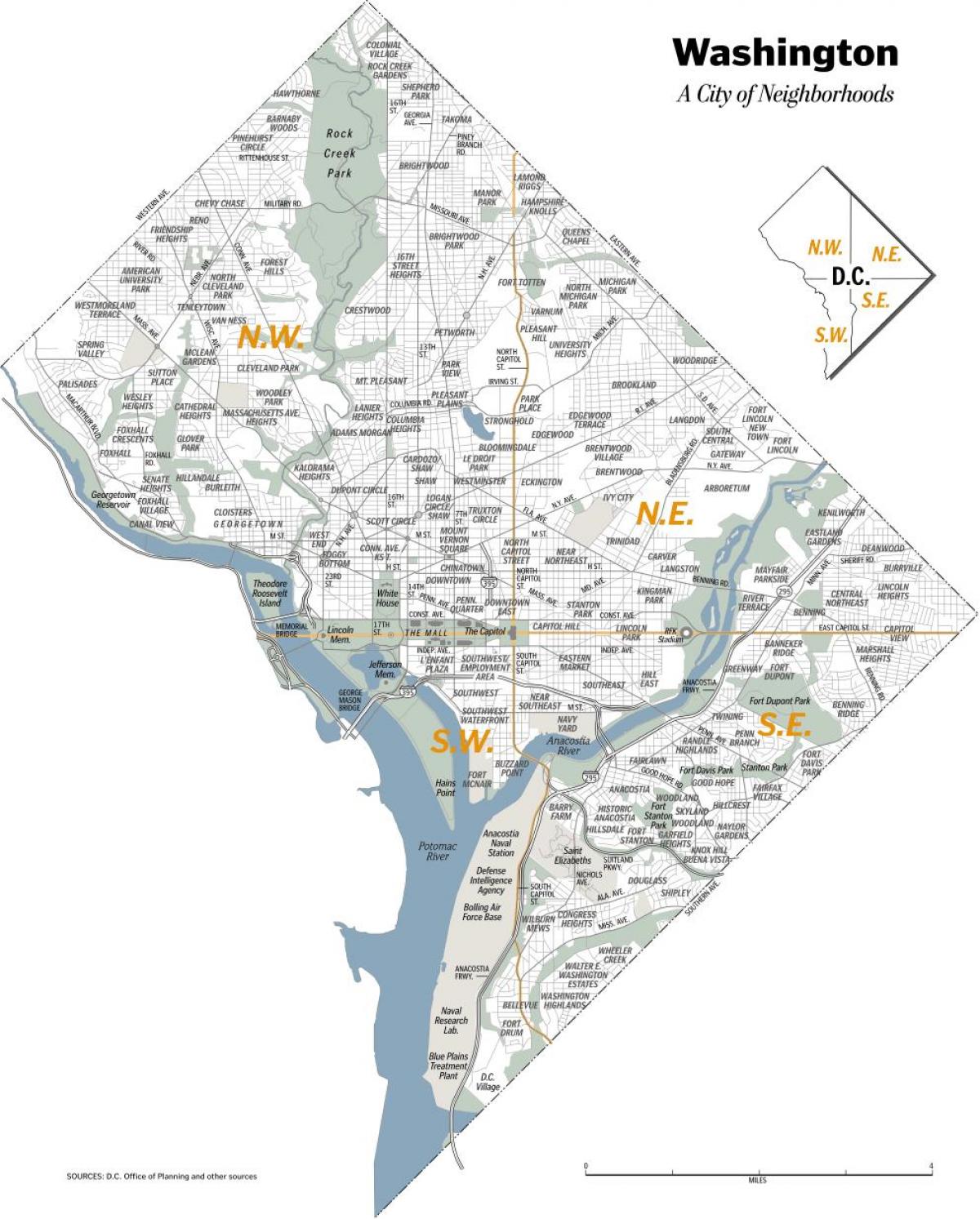 Plan des quartiers de Washington DC