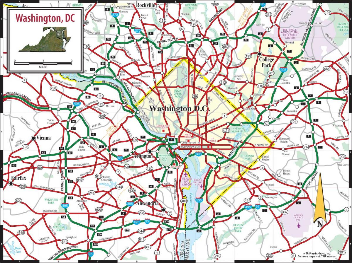 Plan des routes de Washington DC