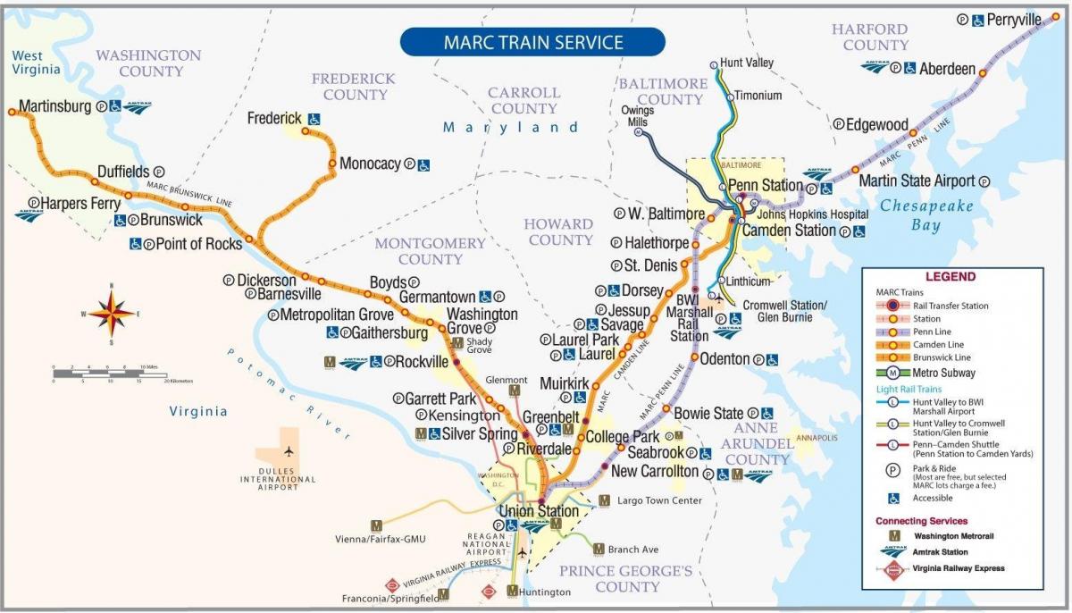 Plan du chemin de fer de Washington DC