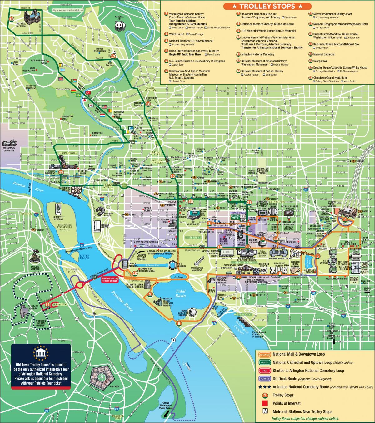 Plan des stations trolley de Washington DC